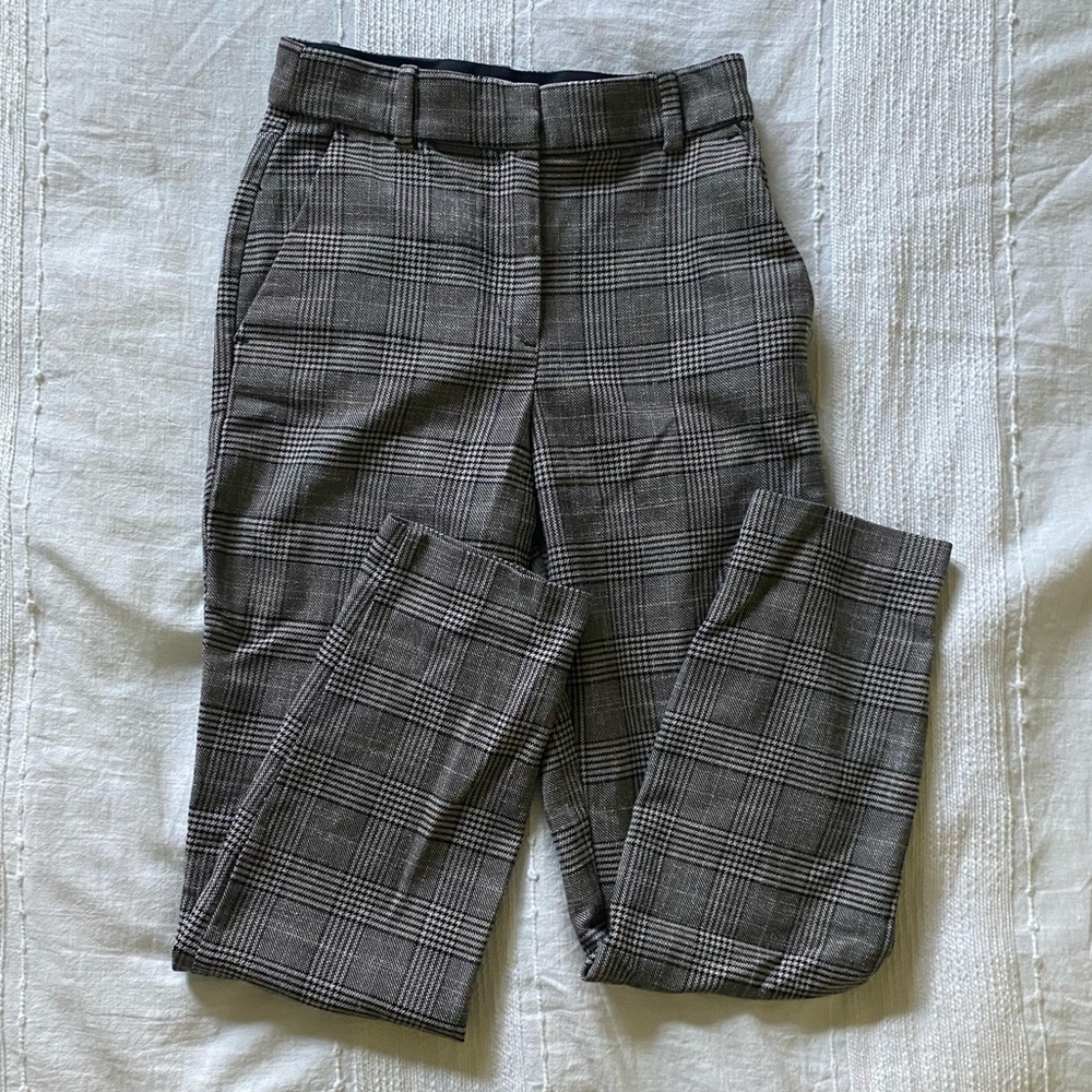 Plaid Slim Fit Black High Rise Trouser Pants (Size 2) - H&M - Office Chic!
